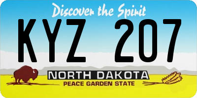 ND license plate KYZ207