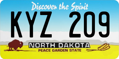 ND license plate KYZ209