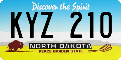 ND license plate KYZ210