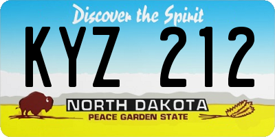 ND license plate KYZ212