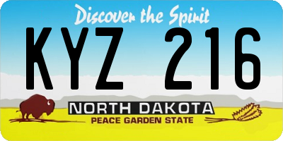 ND license plate KYZ216