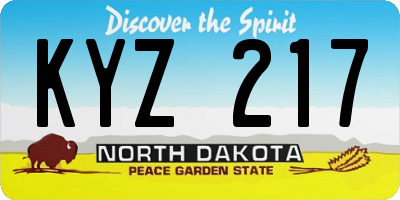 ND license plate KYZ217