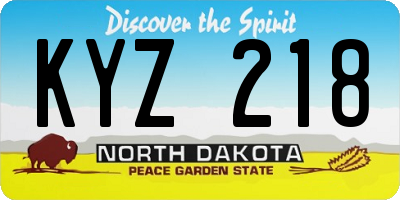 ND license plate KYZ218