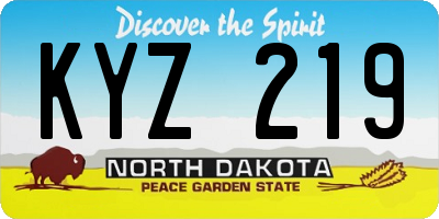 ND license plate KYZ219