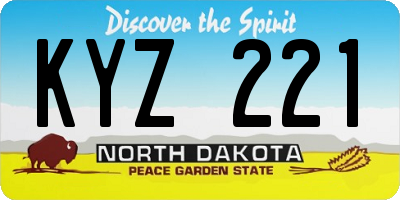 ND license plate KYZ221