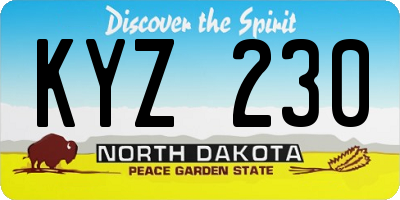 ND license plate KYZ230