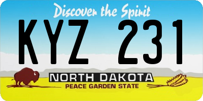 ND license plate KYZ231