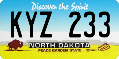 ND license plate KYZ233