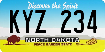ND license plate KYZ234