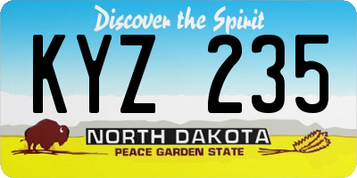 ND license plate KYZ235