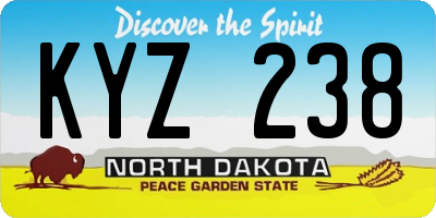 ND license plate KYZ238