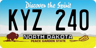 ND license plate KYZ240