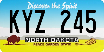 ND license plate KYZ245