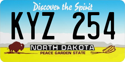 ND license plate KYZ254