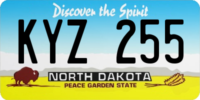 ND license plate KYZ255