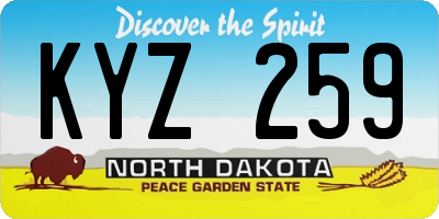 ND license plate KYZ259