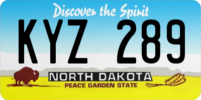 ND license plate KYZ289