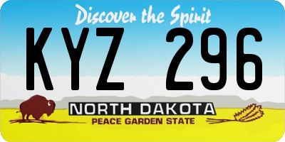 ND license plate KYZ296