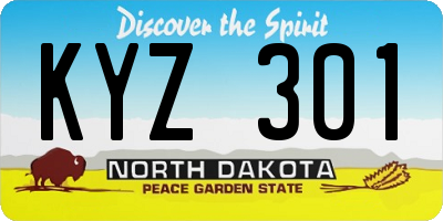 ND license plate KYZ301