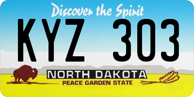 ND license plate KYZ303