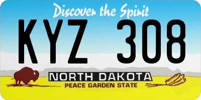 ND license plate KYZ308