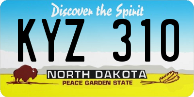 ND license plate KYZ310