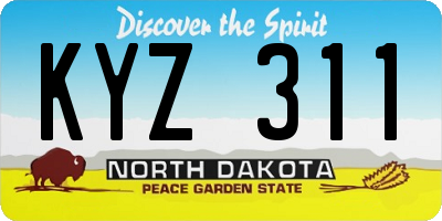 ND license plate KYZ311