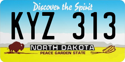 ND license plate KYZ313