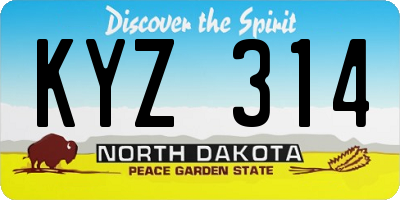 ND license plate KYZ314