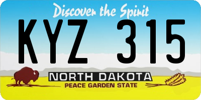 ND license plate KYZ315