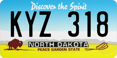 ND license plate KYZ318