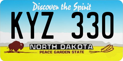 ND license plate KYZ330