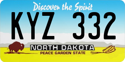 ND license plate KYZ332