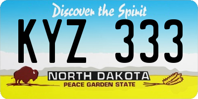ND license plate KYZ333