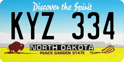 ND license plate KYZ334