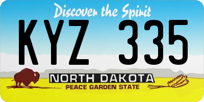 ND license plate KYZ335