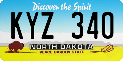 ND license plate KYZ340