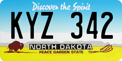 ND license plate KYZ342