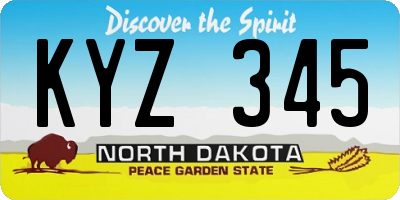ND license plate KYZ345