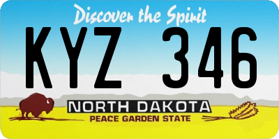 ND license plate KYZ346
