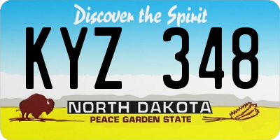 ND license plate KYZ348