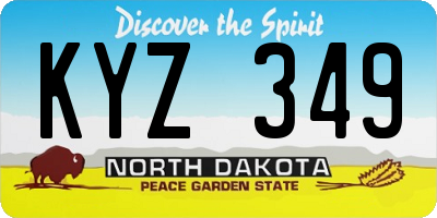 ND license plate KYZ349