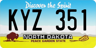ND license plate KYZ351