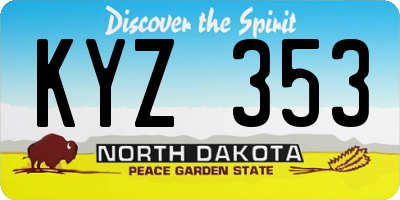 ND license plate KYZ353