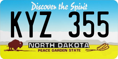ND license plate KYZ355