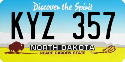 ND license plate KYZ357