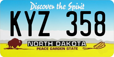ND license plate KYZ358