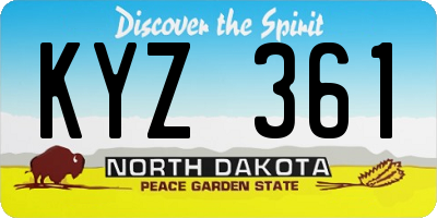 ND license plate KYZ361