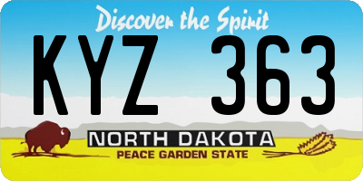 ND license plate KYZ363