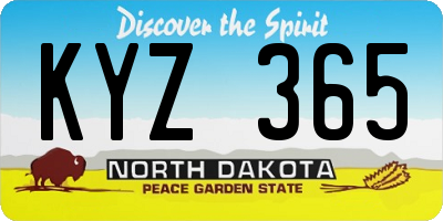 ND license plate KYZ365